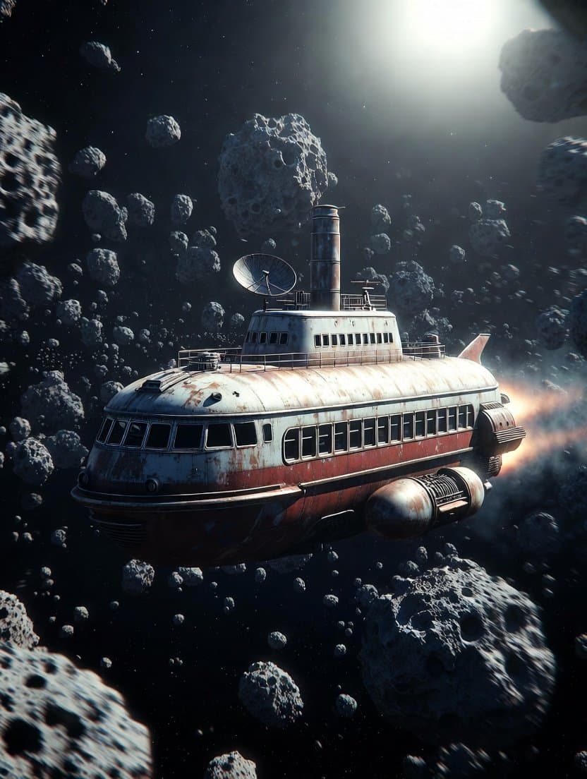 {
"prompt": "retro-futuristic submarine spaceship flying t