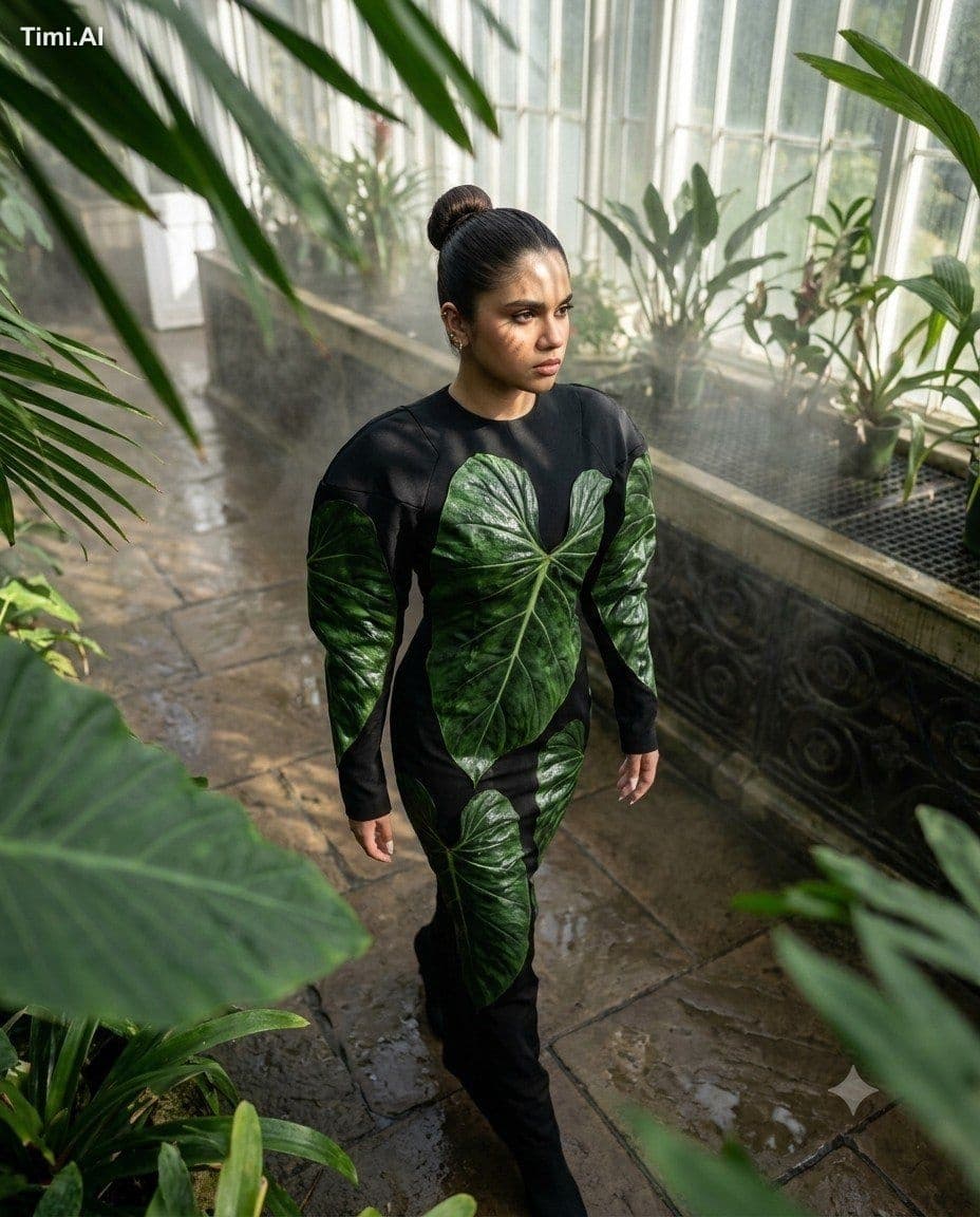 Stepping gracefully through the lush glass sanctuary.❇️

**G