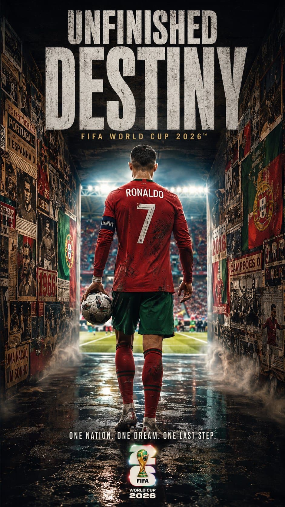 Ultra-realistic cinematic sports poster, official FIFA World