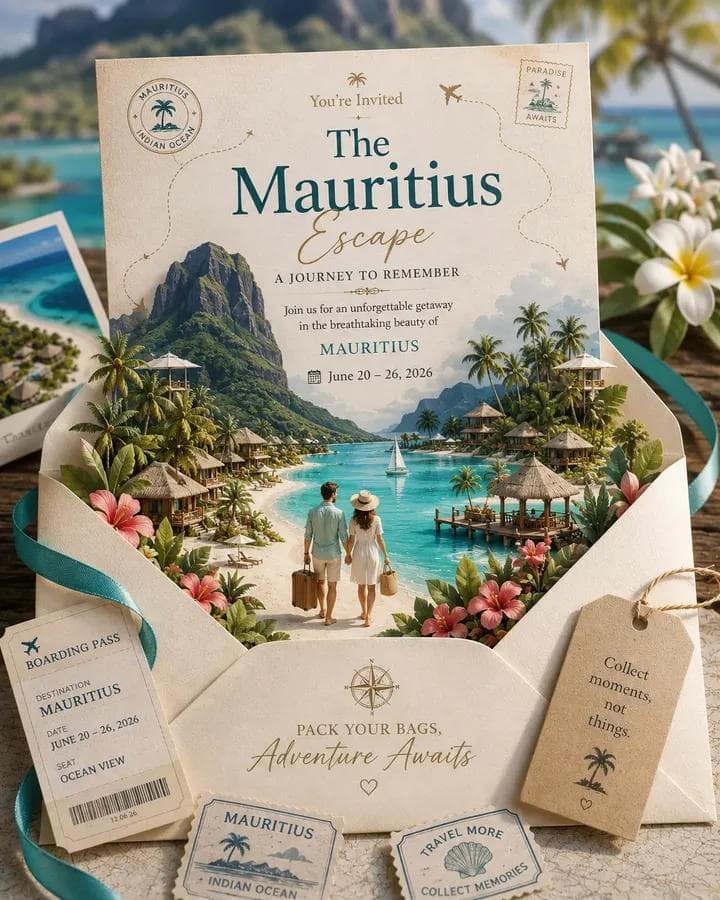 Ultra-Realistic Luxury Santorini Travel Invitation (3:4)
Cre