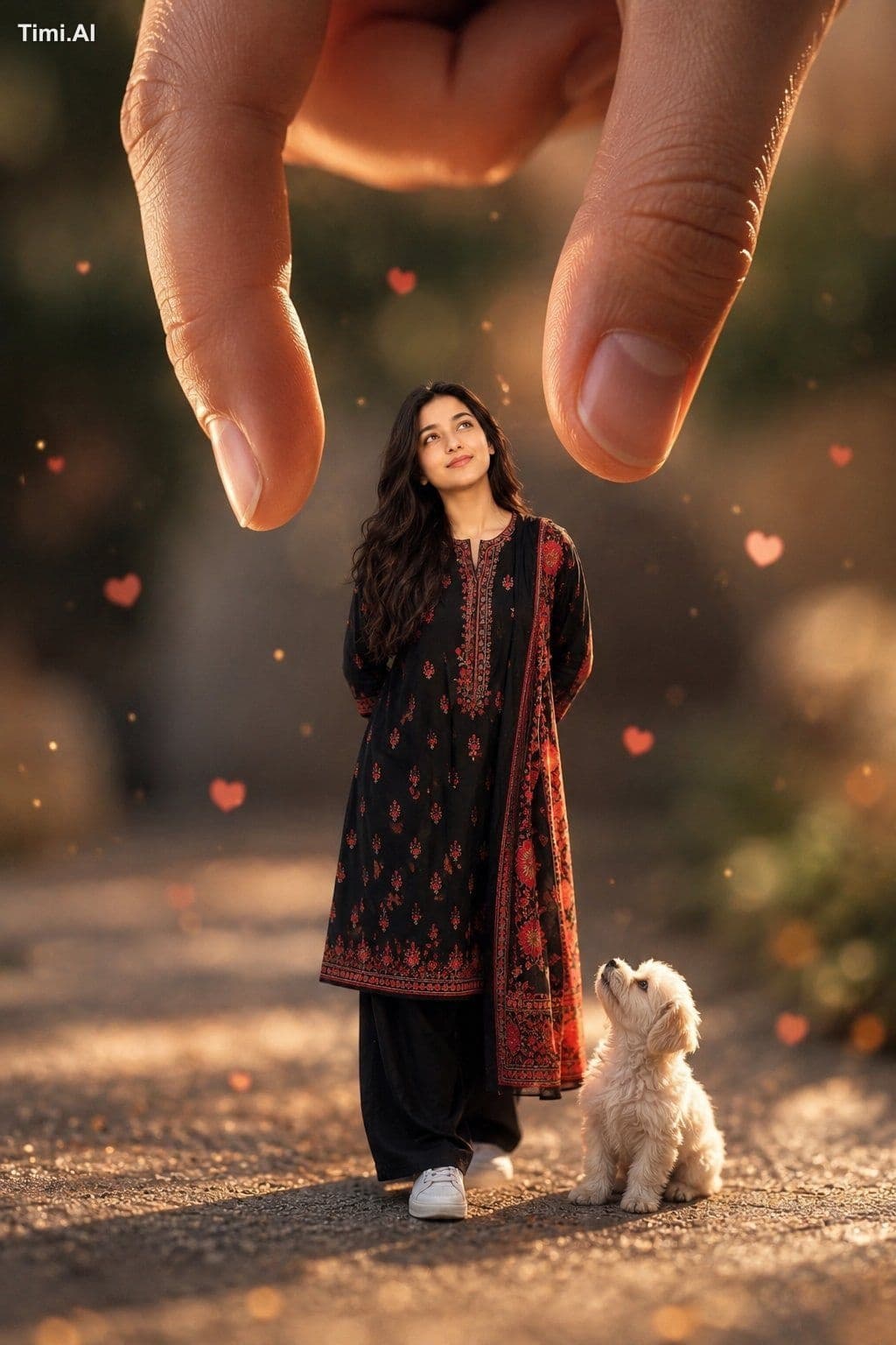 Create a whimsicalminiature-world illusion where Main girl a