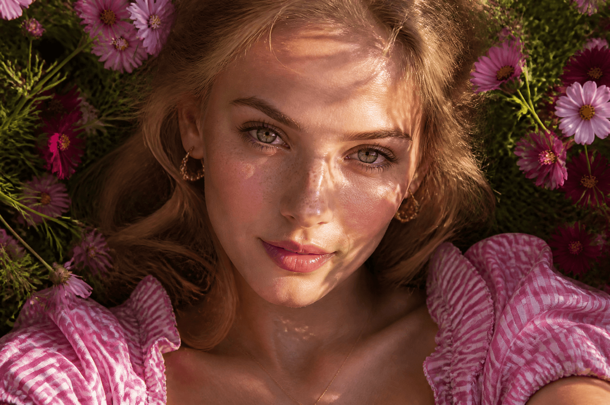 Ultra-realistic fashion beauty portrait of a stunning young 