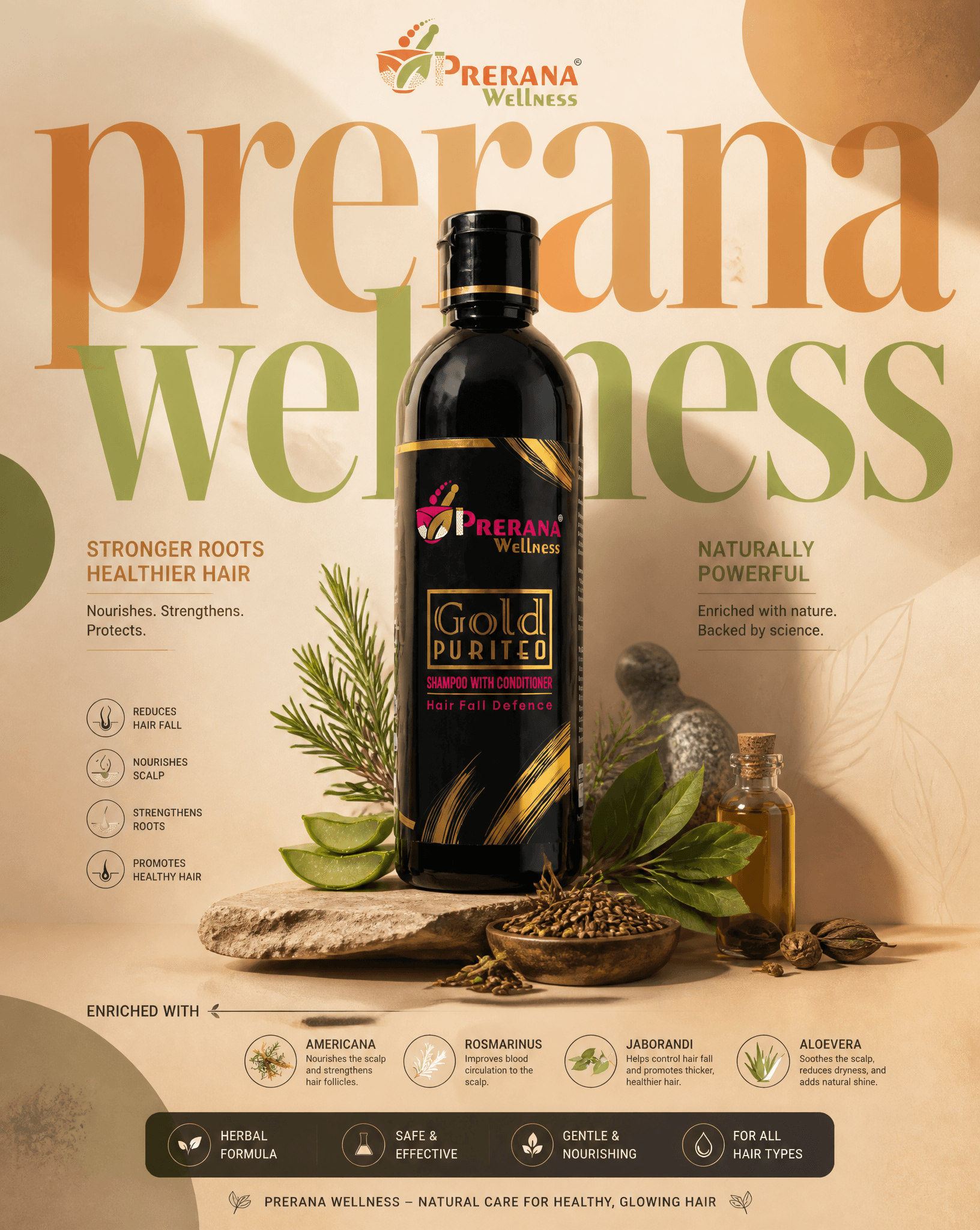 A premium commercial advertising poster for a luxury shampoo