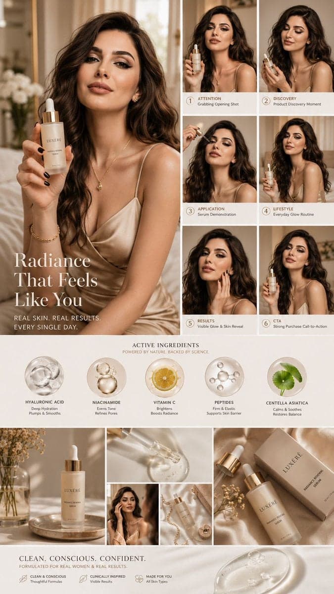 Luxury skincare UGC campaign mood board, designed around the