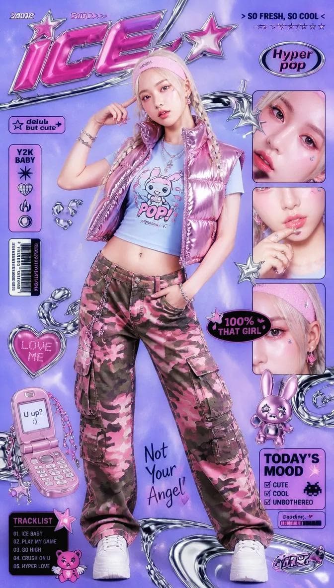 A vibrant Y2K hyper-pop aesthetic magazine cover / promotion