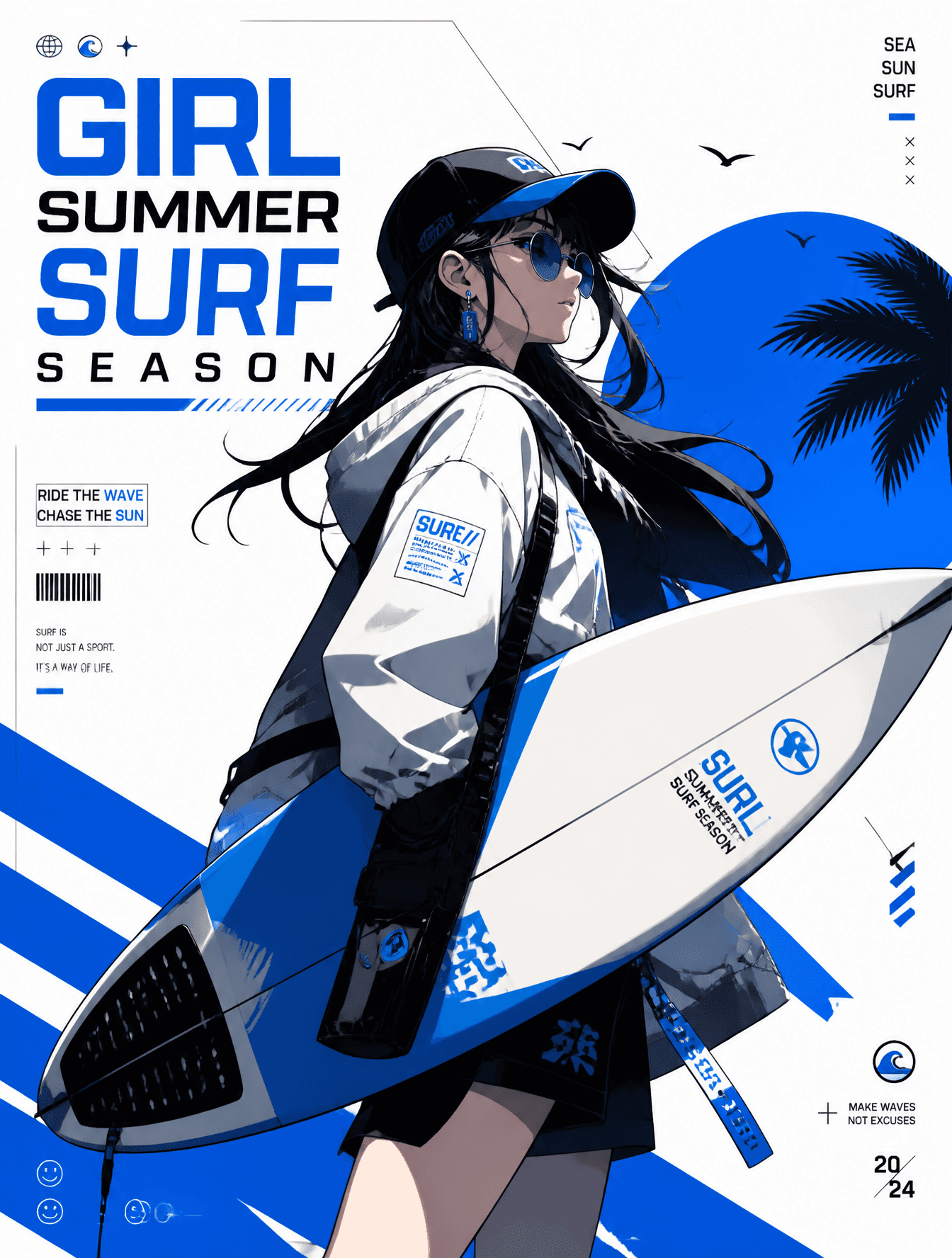 {
"prompt": "Create a stylized illustration of GIRL SUMMER