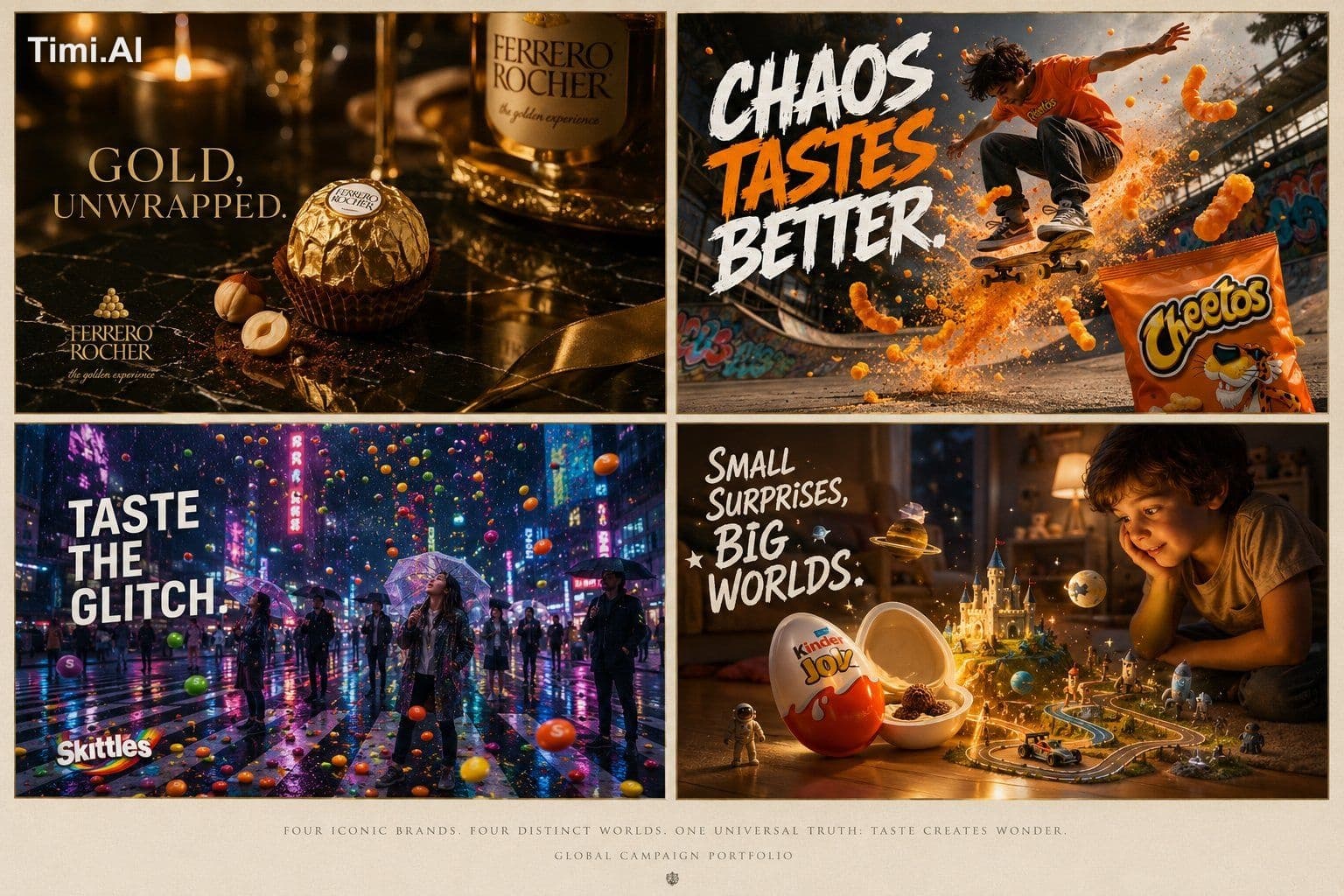 🏿 

Create a premium cinematic collage featuring FOUR compl