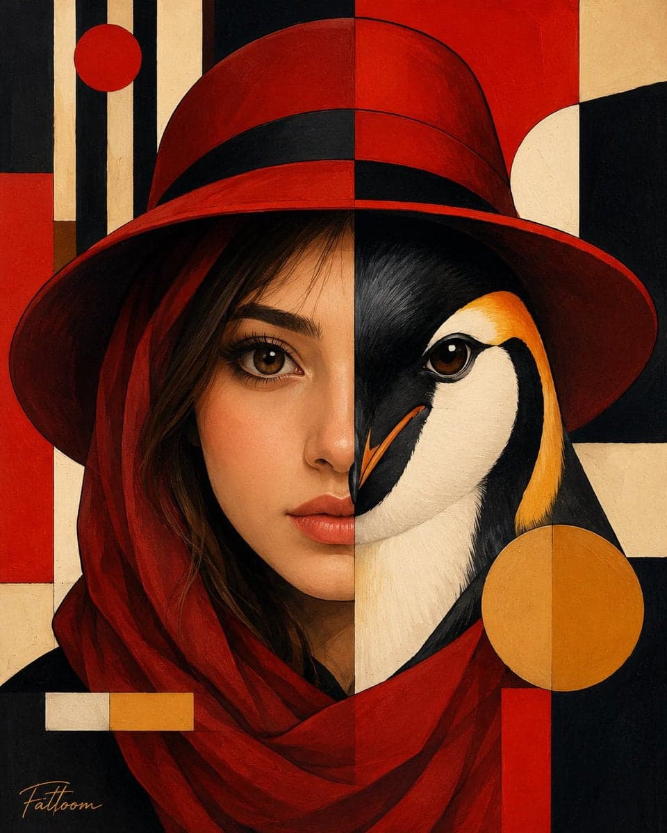 Create a premium fine-art surreal portrait inspired by geome