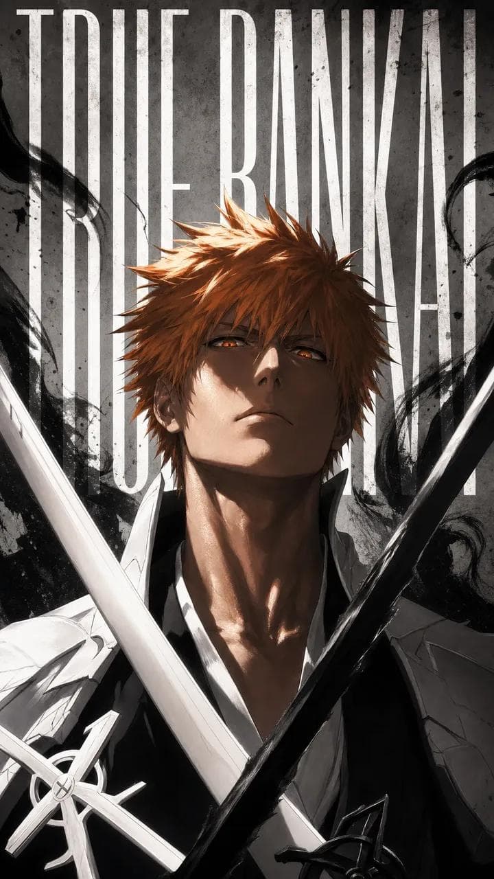 Ultra-detailed dark anime portrait of an orange-haired sword