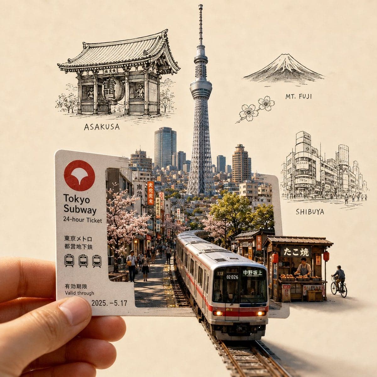 Create a highly detailed, premium travel-art illustration fe