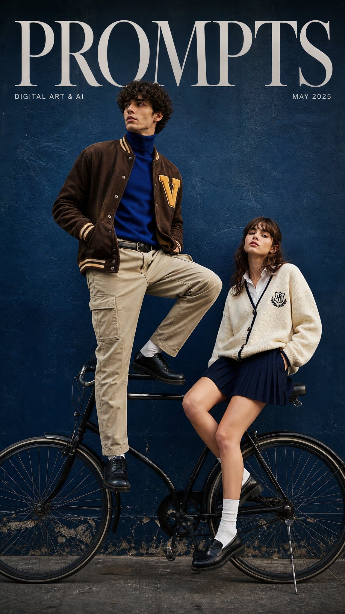 A cinematic fashion magazine cover with the bold text "PROMP