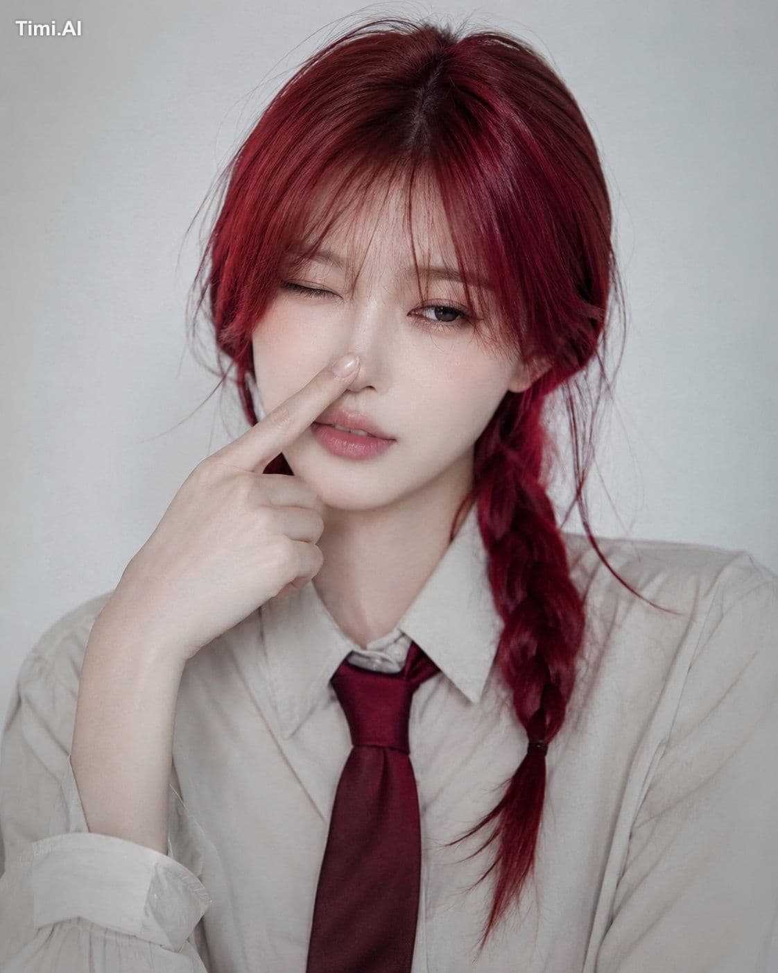Ultra-realistic portrait of a beautiful young woman with lon