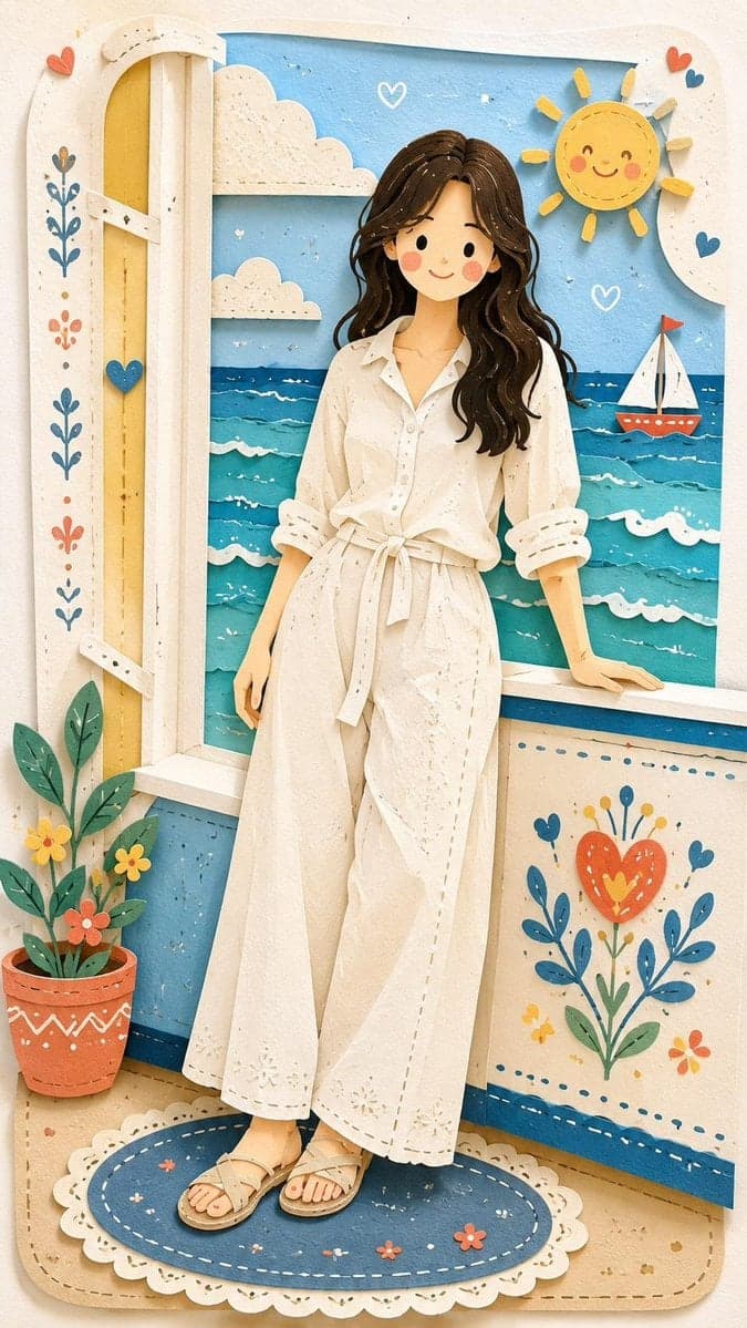 Reimagine the entire image as one cohesive Decorative Folk F
