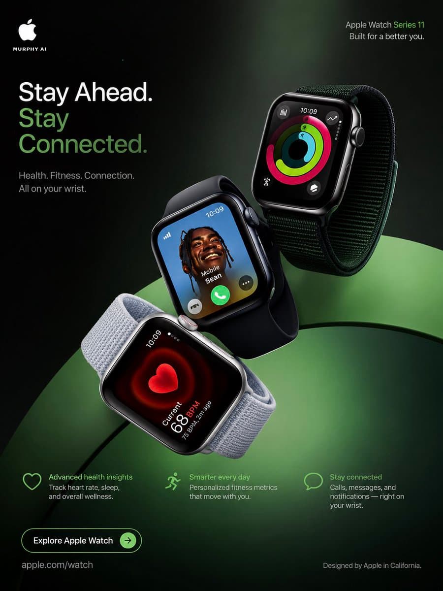 Ultra-premium 4:5 vertical luxury campaign poster for Apple