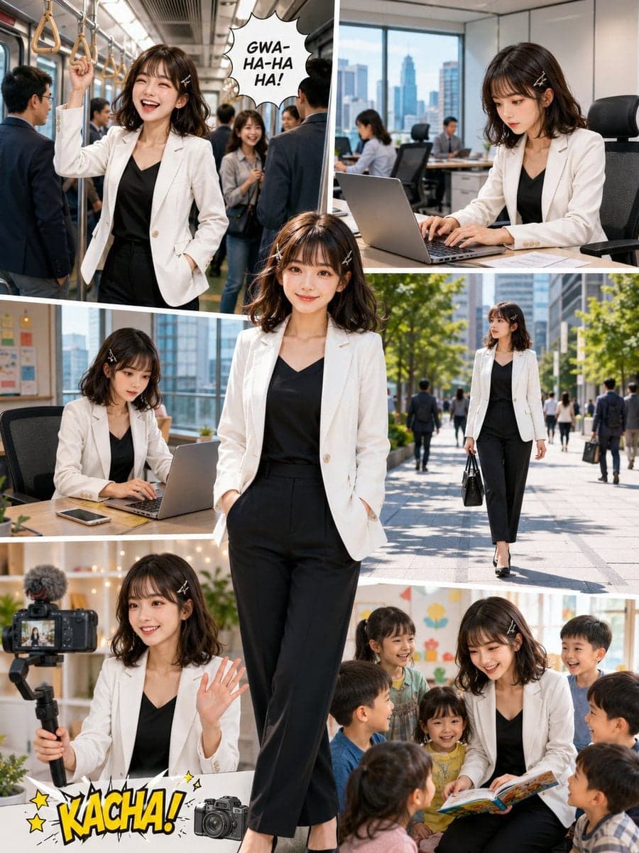 "title": "Corporate Lifestyle Manga-Style Photo Collage",