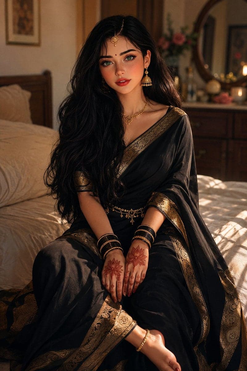 Ultra-realistic beautiful young Indian woman taking  in a co