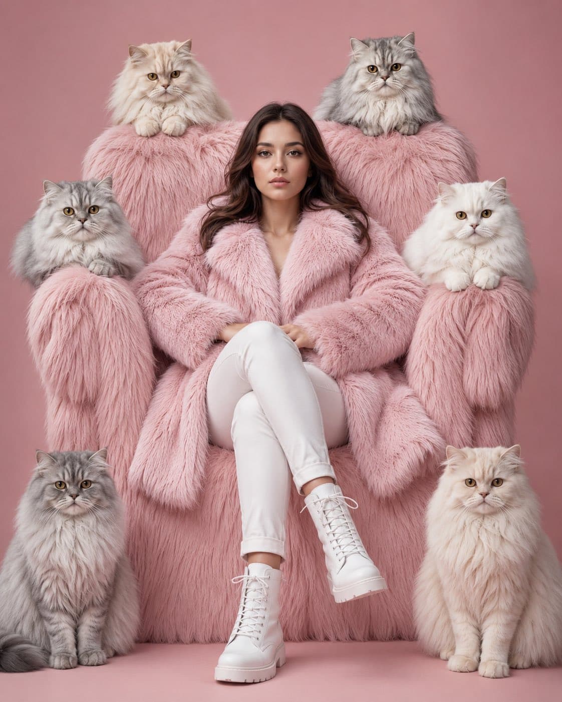 A luxury fashion editorial portrait of a confident young wom