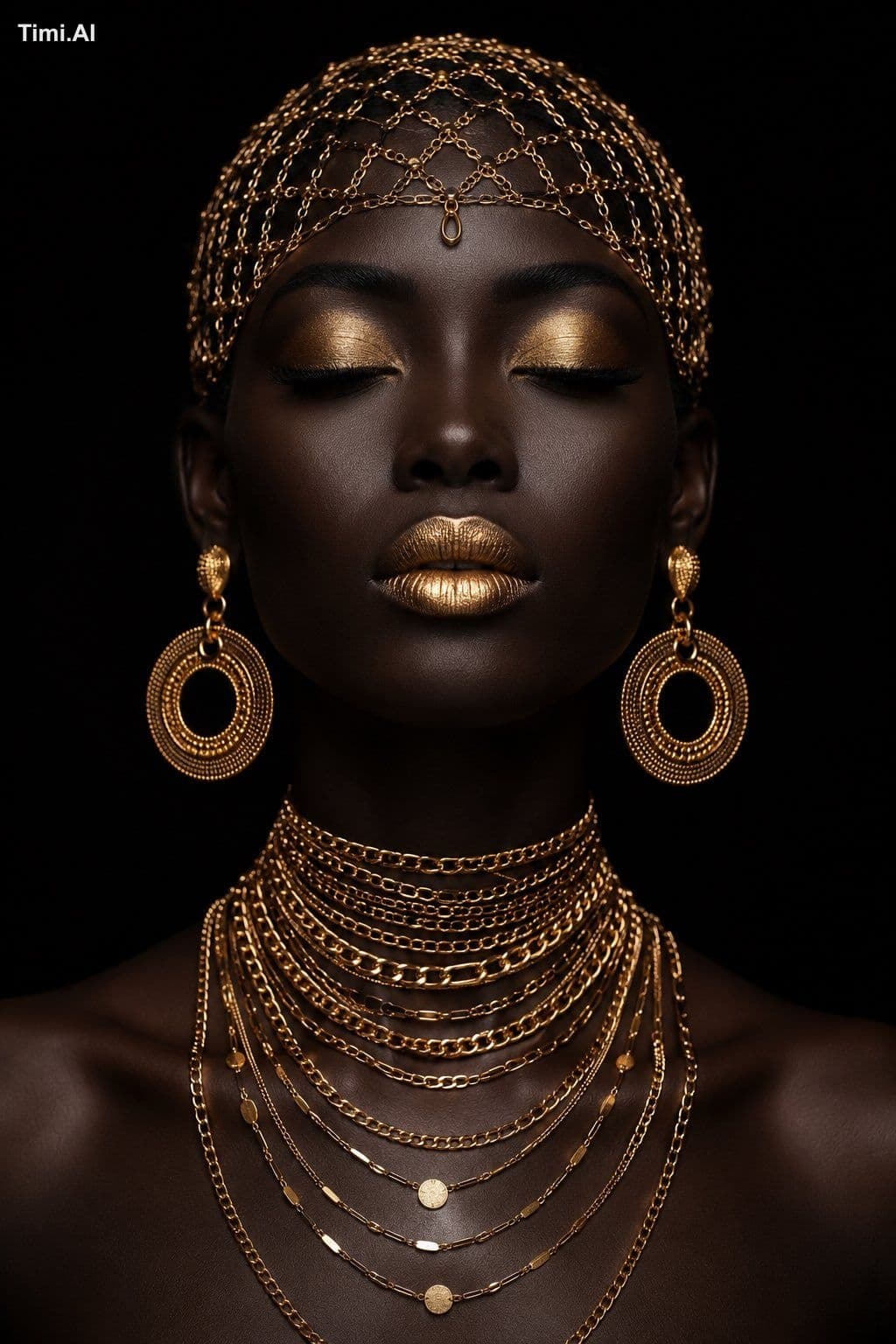 Ultra-realistic luxury fashion portrait of an elegant Black 