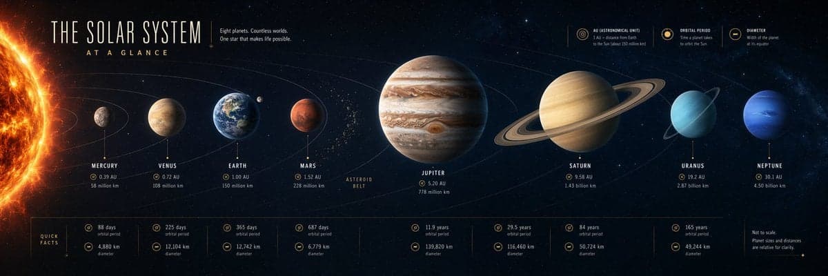 Create a single ultra-wide panoramic science explainer visua
