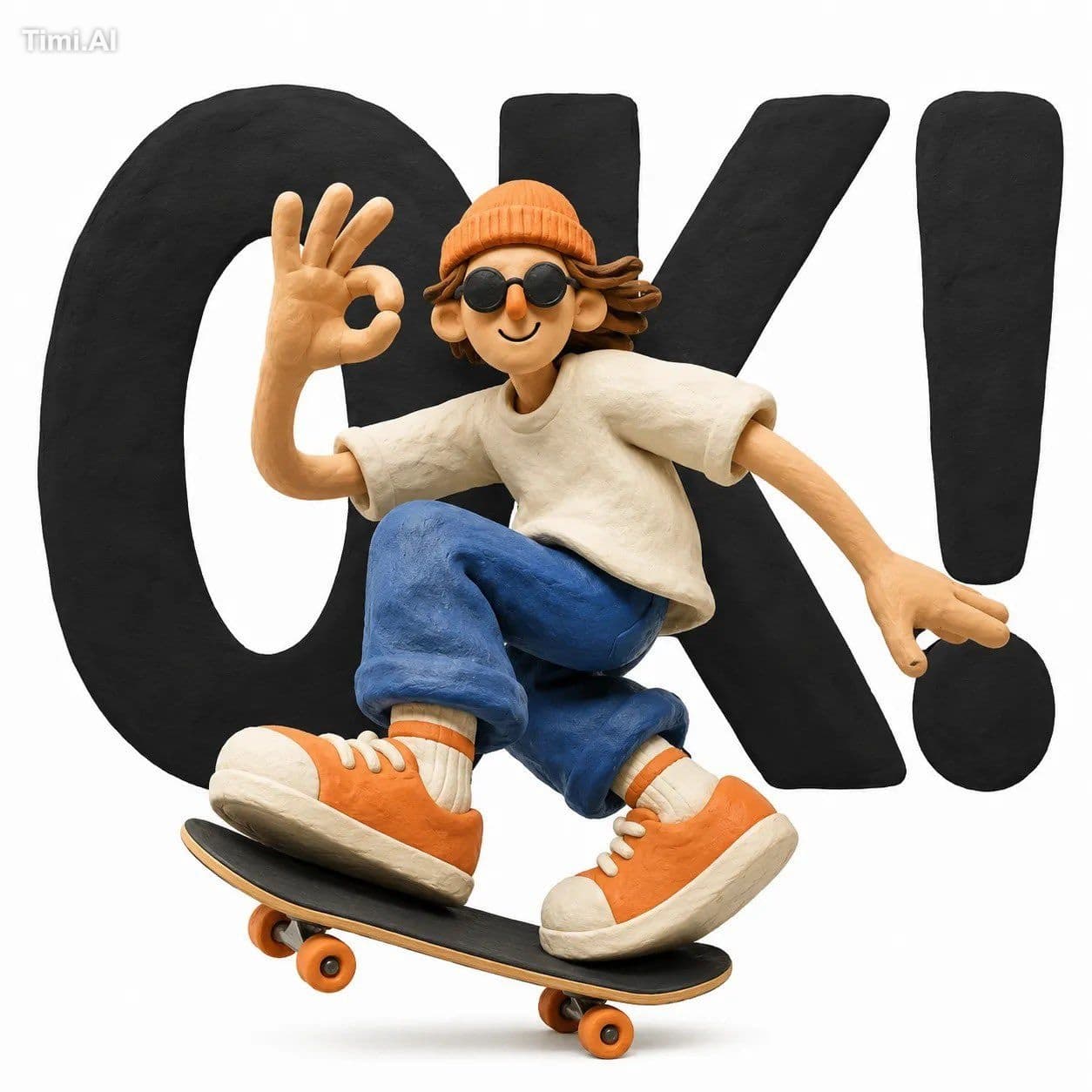 A cute handcrafted clay character in a whimsical 3D stop-mot