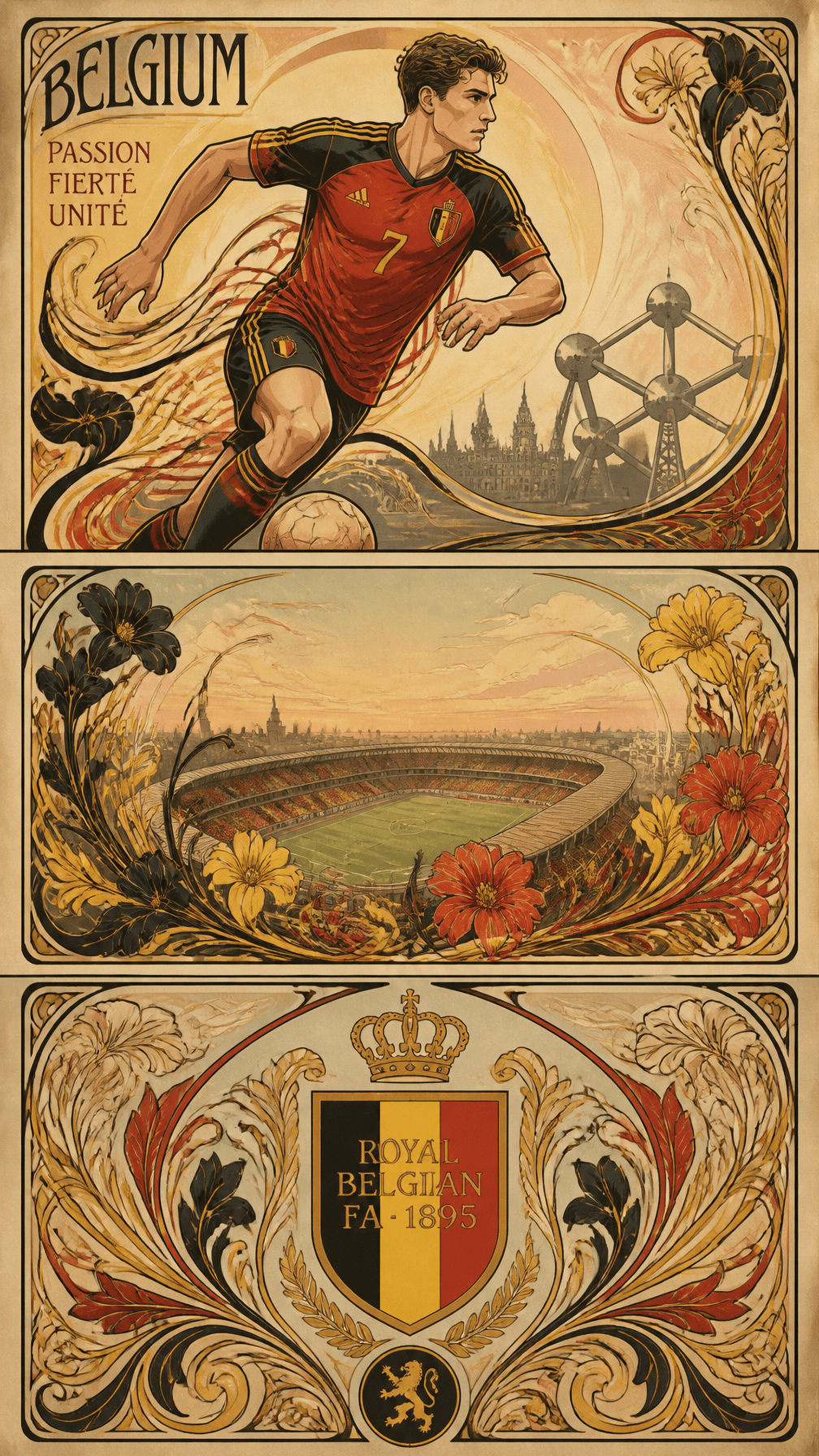Belgium – Art Nouveau Poster Style
Vertical 9:16 collage in 