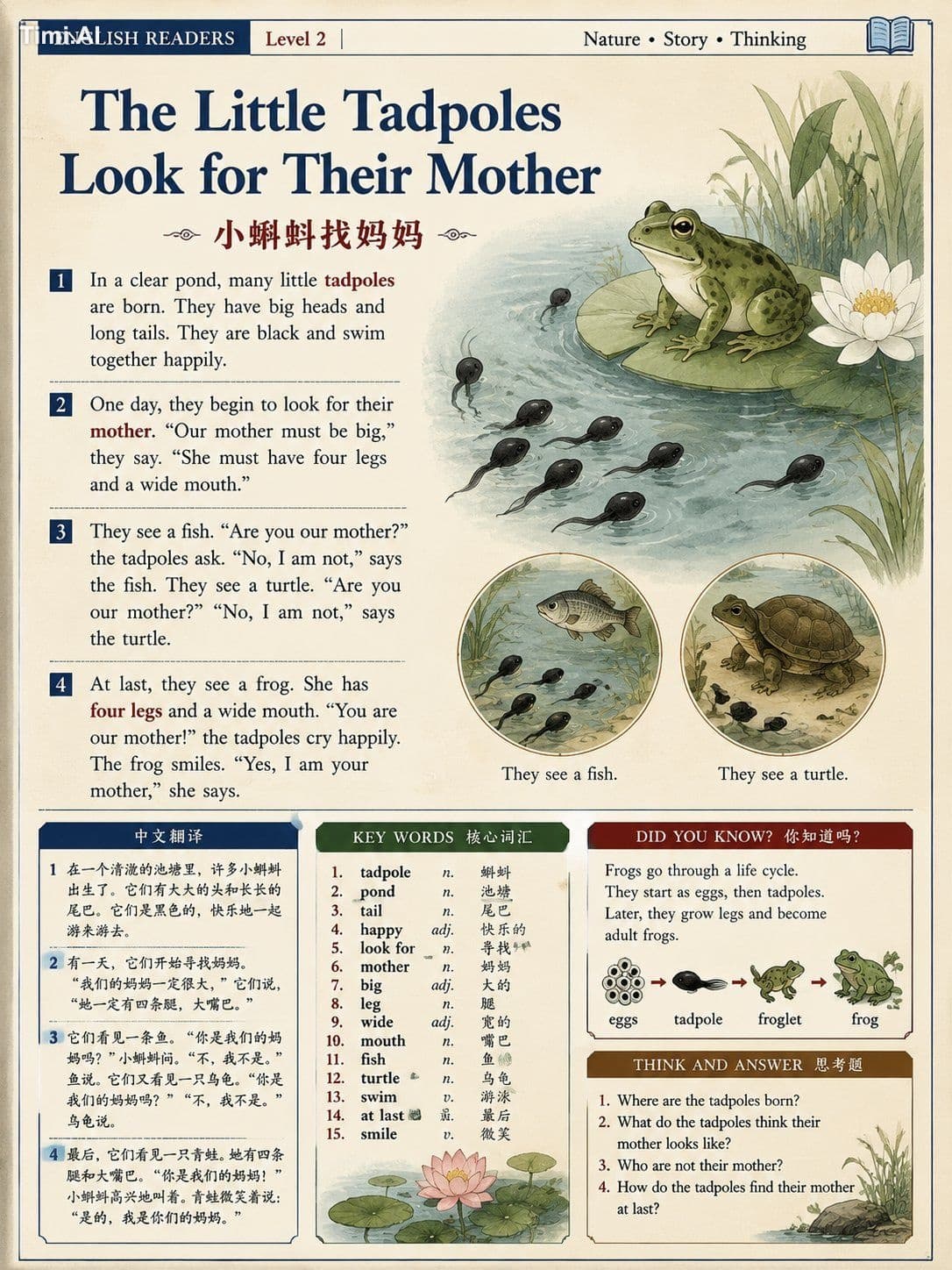 GPT-Image测了一套适合生成英语阅读教材系列的提示词。
输入任何主题，生成一段双语阅读教材用于学生学习英语，也可做