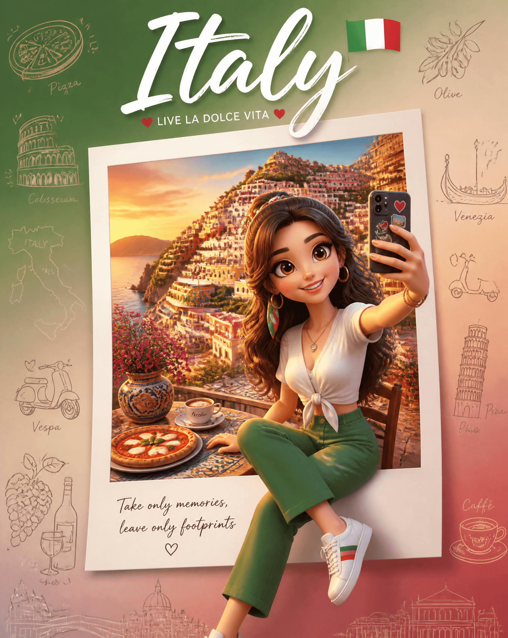 Create a premium collectible travel poster in a cute stylize