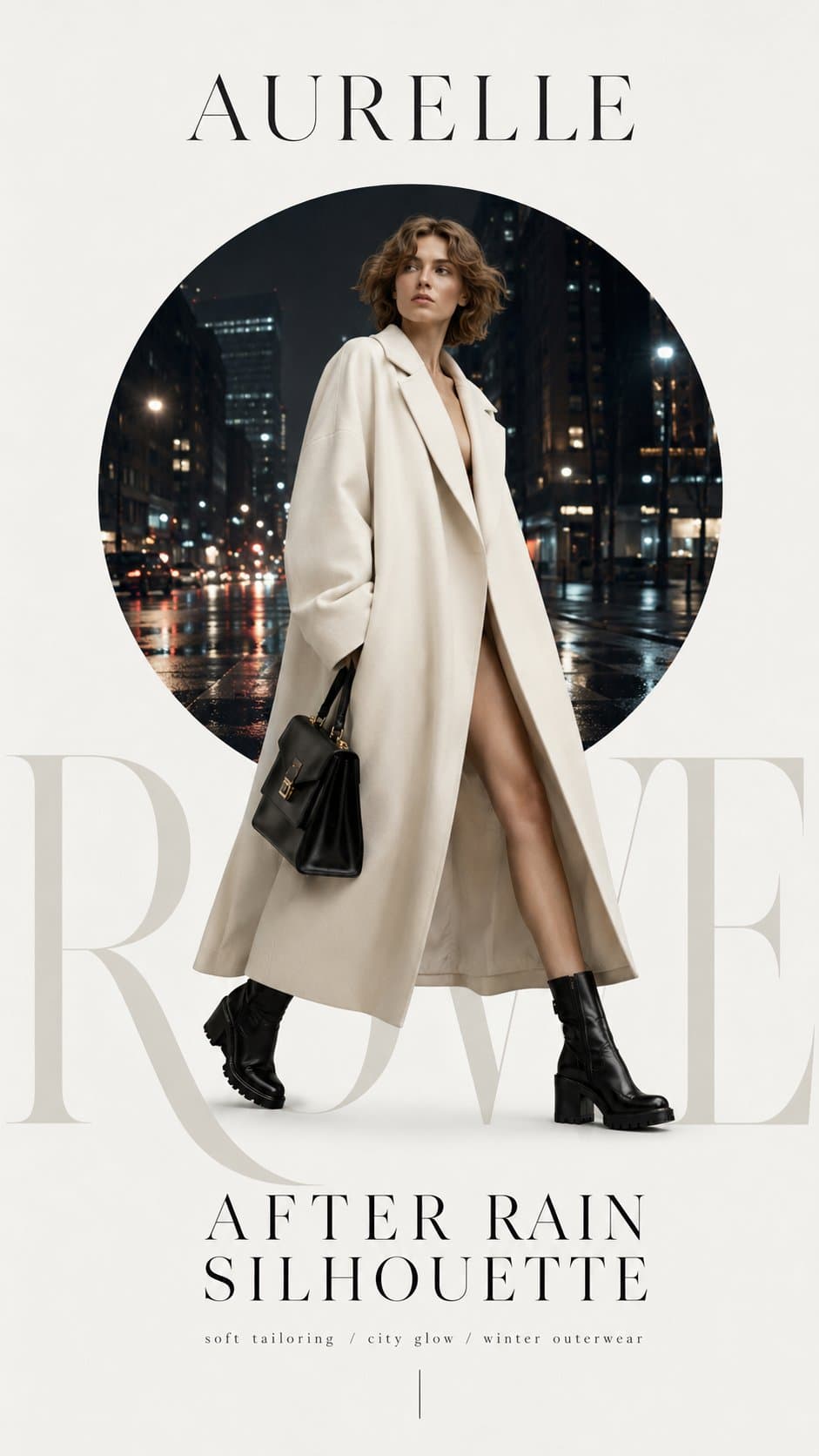 Create a high-end type couture editorial poster where typogr