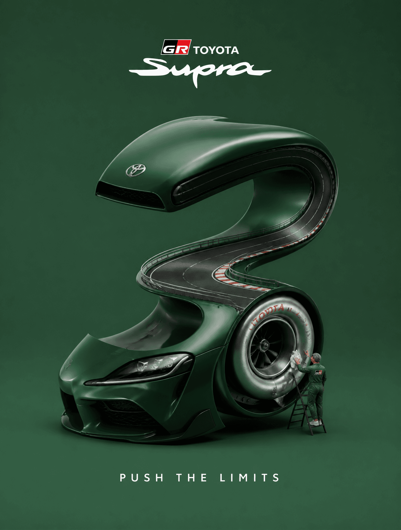 Create a creative 3D advertisement for [ TOYOTA GR SUPRA ], 