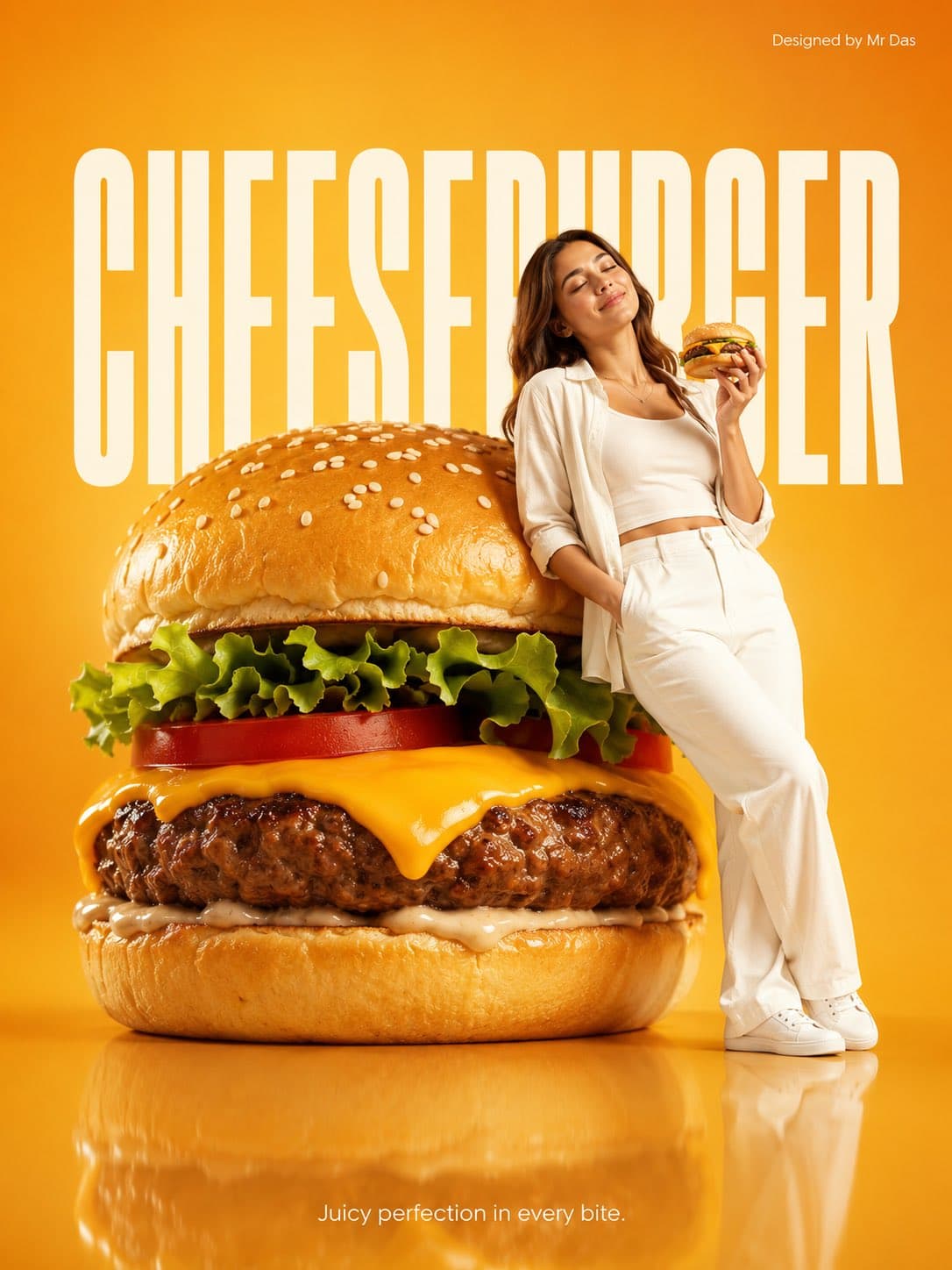 Minimalist commercial ad featuring oversized premium cheeseb