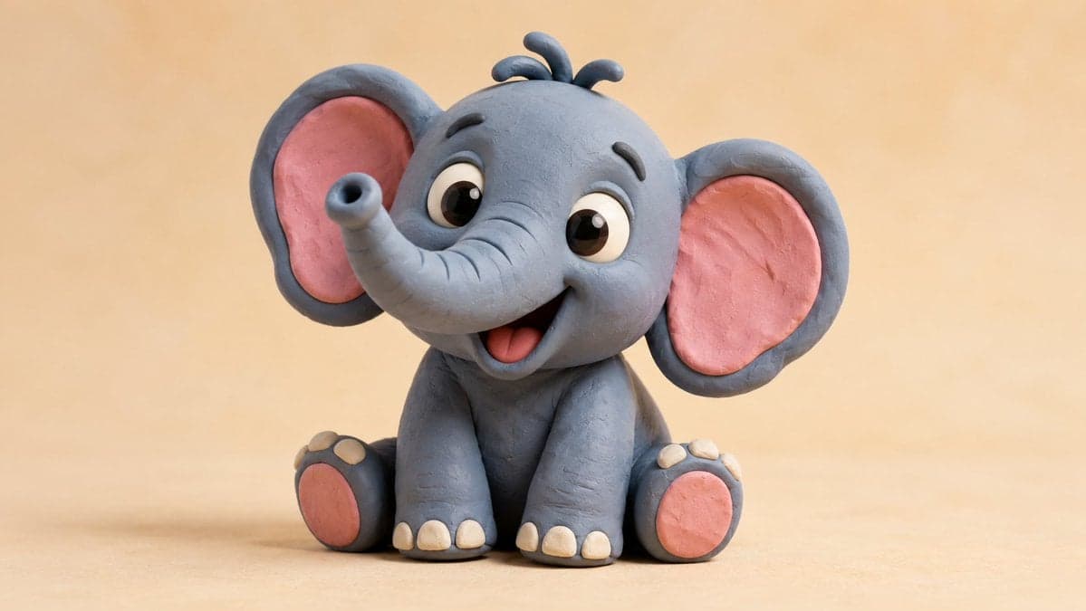clay-style 3D render of a [Subject], made from smooth colorf