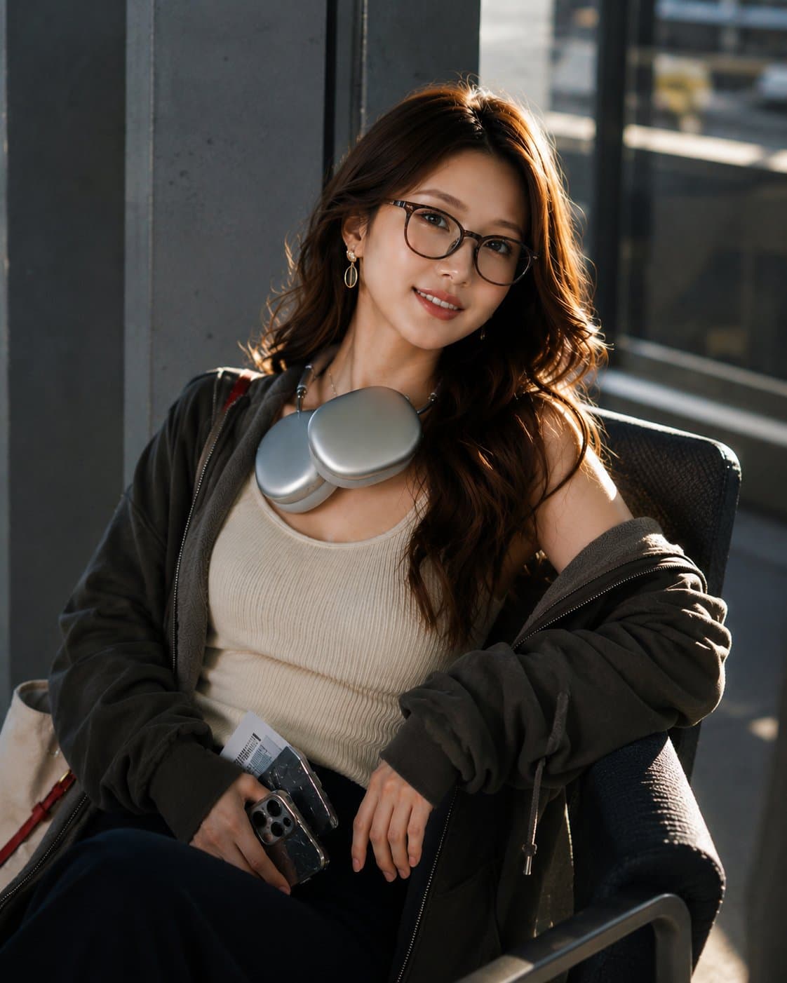 Ultra-realistic fashion portrait of a beautiful young East A
