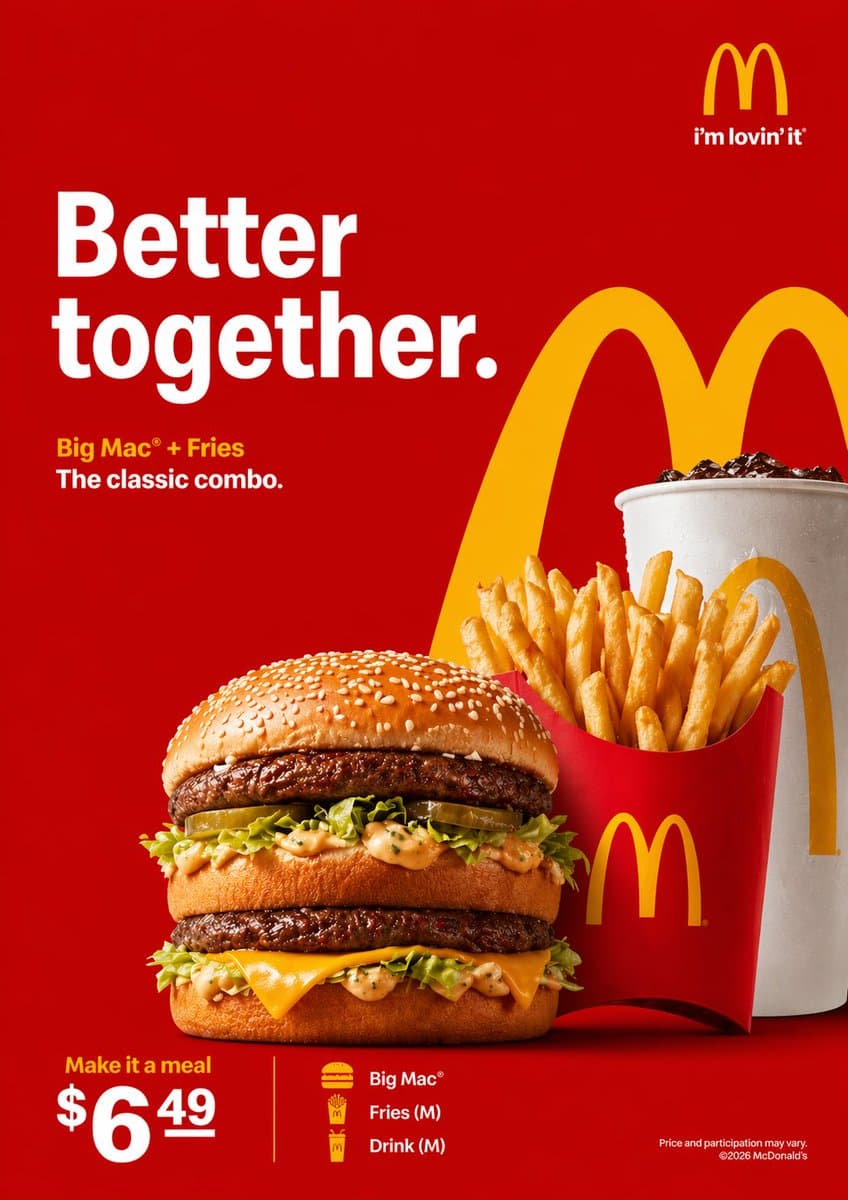 Create a clean, high-quality McDonald’s advertisement. Use a