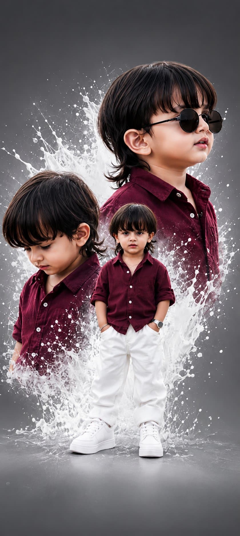 A hyper-realistic premium studio portrait collage of a styli