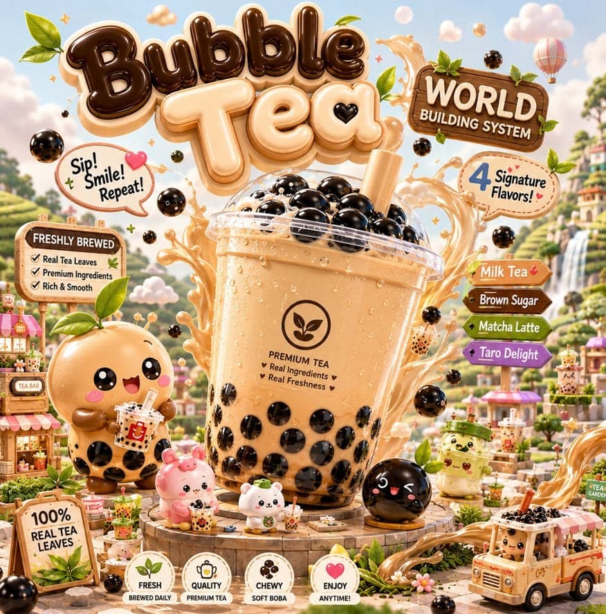 [Subject] transformed into a miniature brand universe. The p