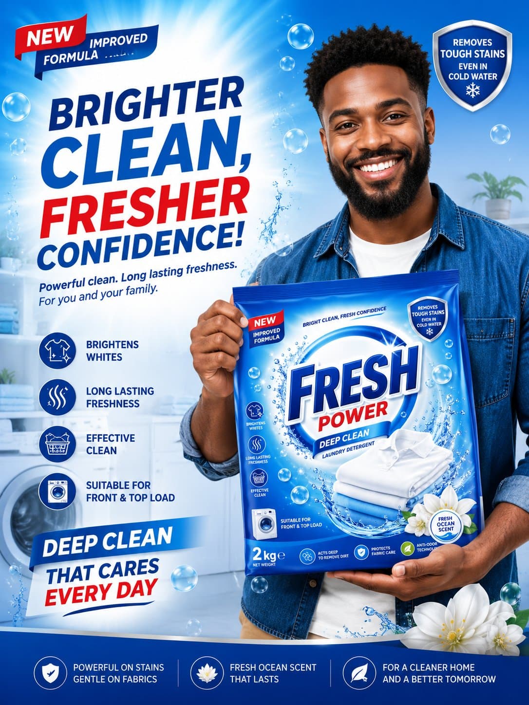 > Create a premium, high-end advertising poster for a laundr