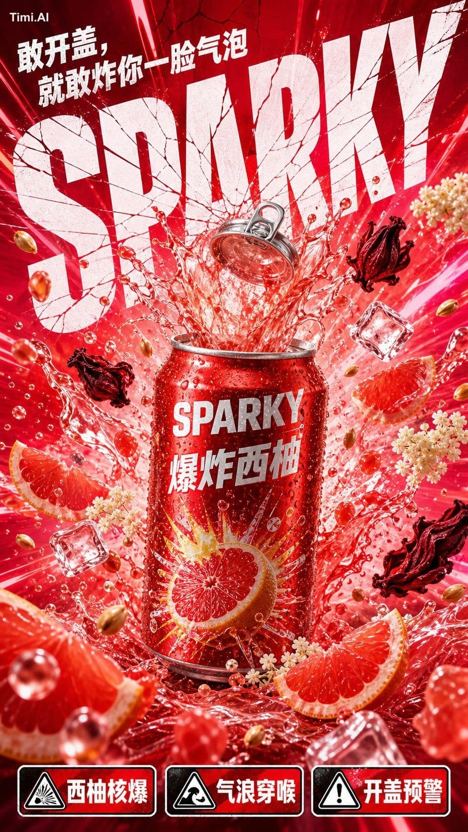 请根据以下用户输入，创作一张高完成度的「爆炸果饮系列 / Fruit Burst Beverage Poster Ser