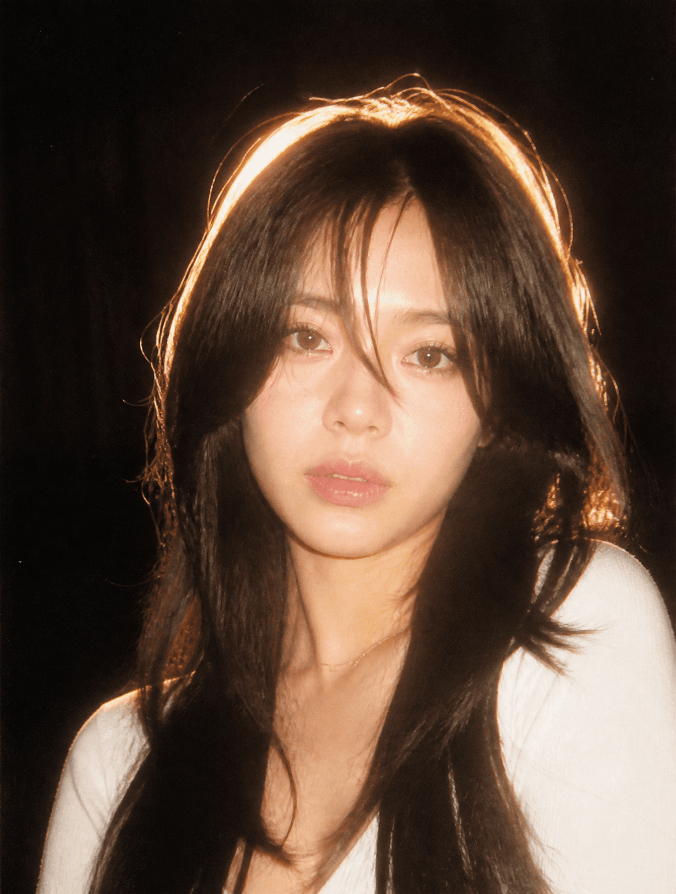 A nostalgic 90s film photography style portrait. Harsh direc