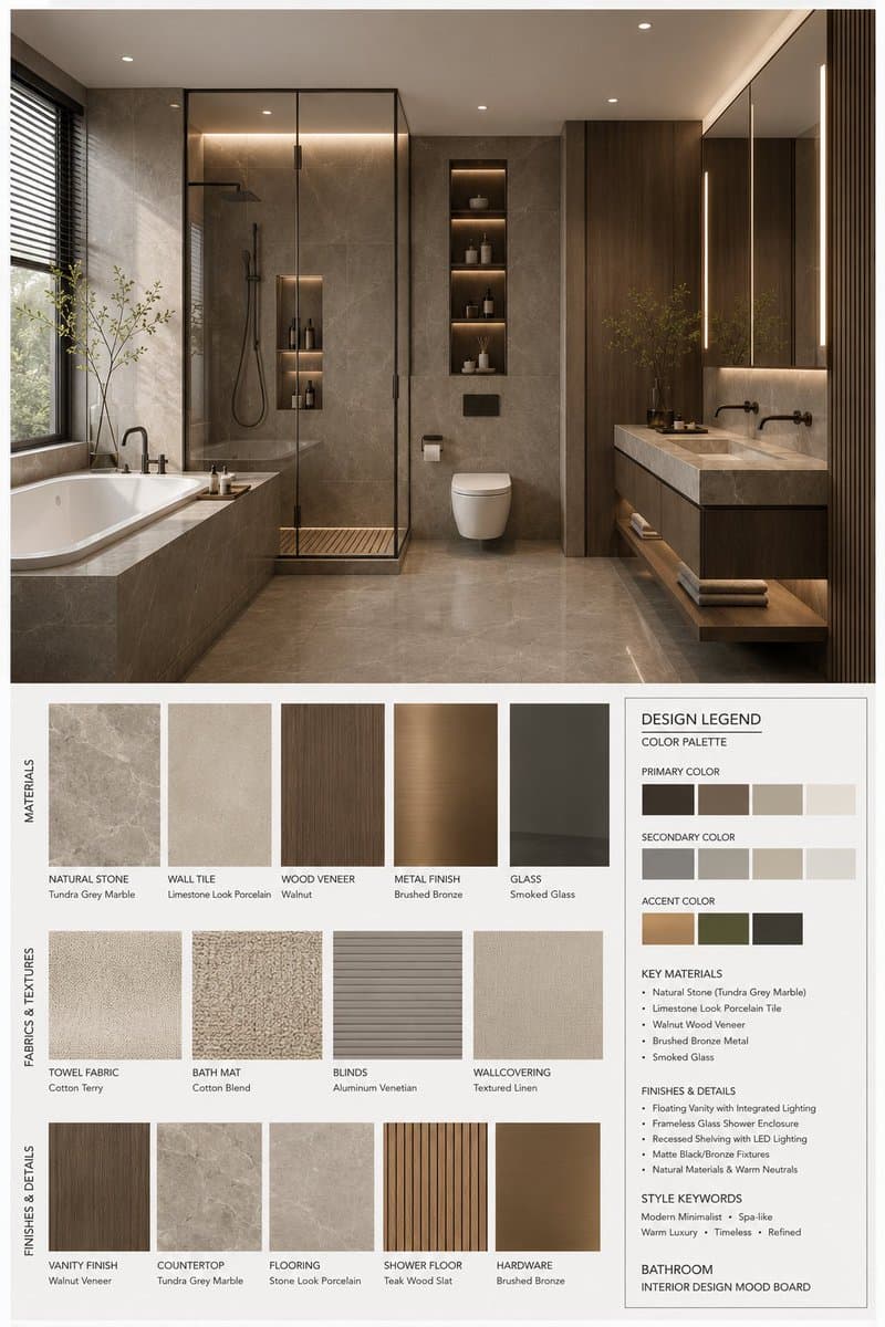 你是一名专业的室内设计 Mood Board 创作者。请基于用户提供的 [Space Type] 室内设计照片，生成一张