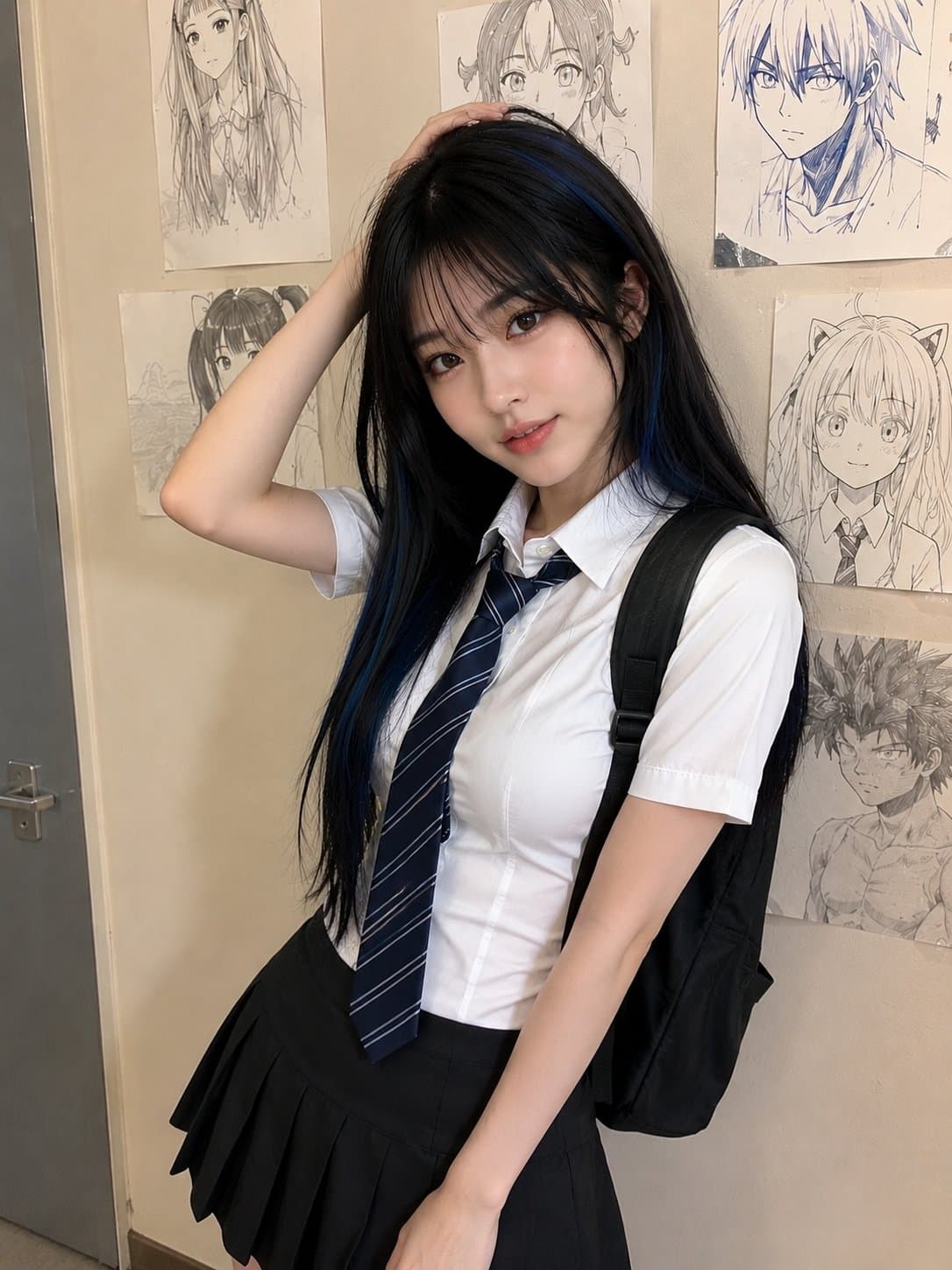 Photorealistic candid mobile snapshot of a cute young woman 