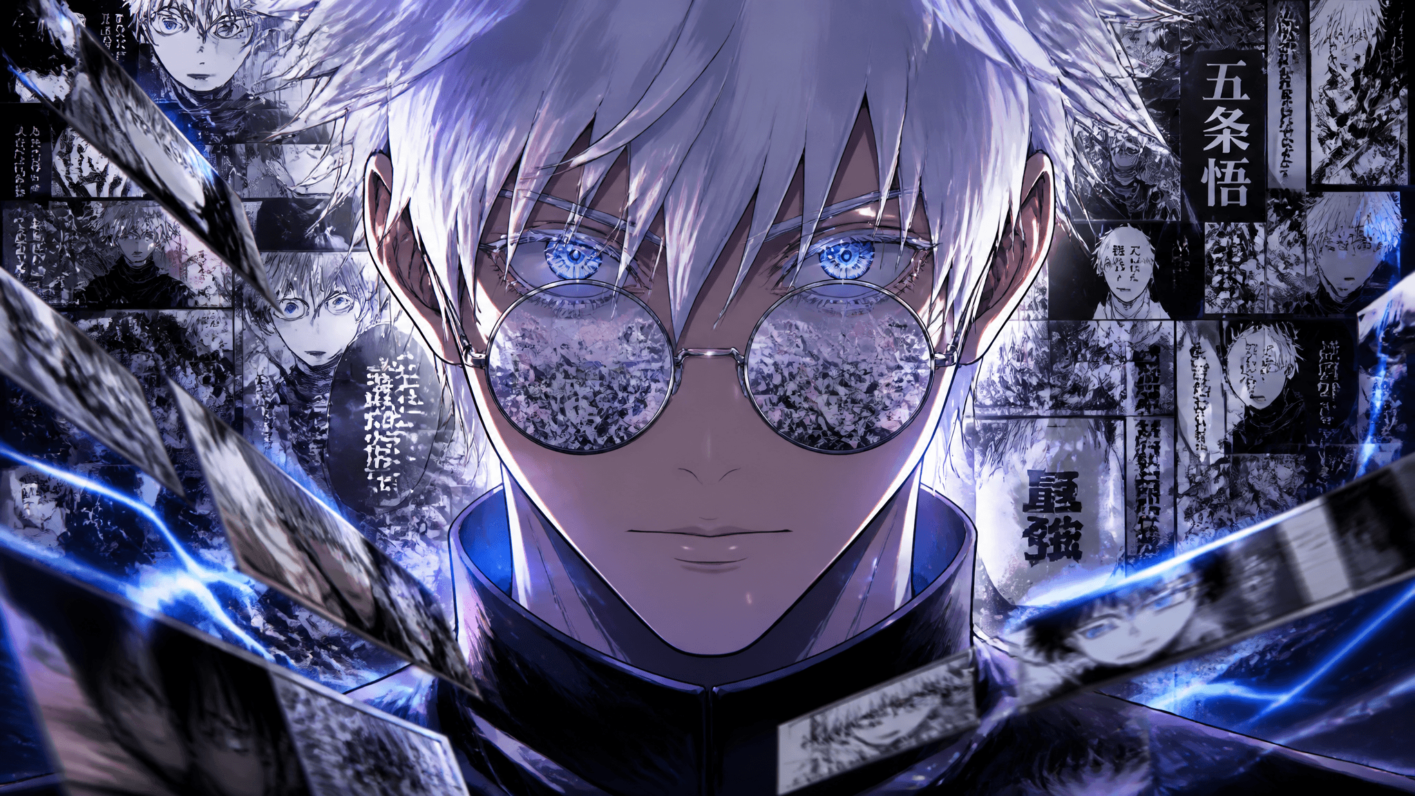 Ultra detailed anime manga character poster of 五条悟, dramatic