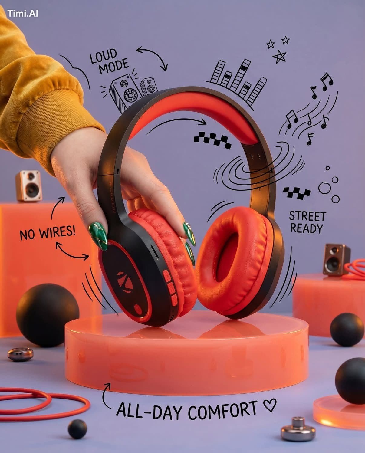 Ultra-realistic premium product photography of stylish wirel