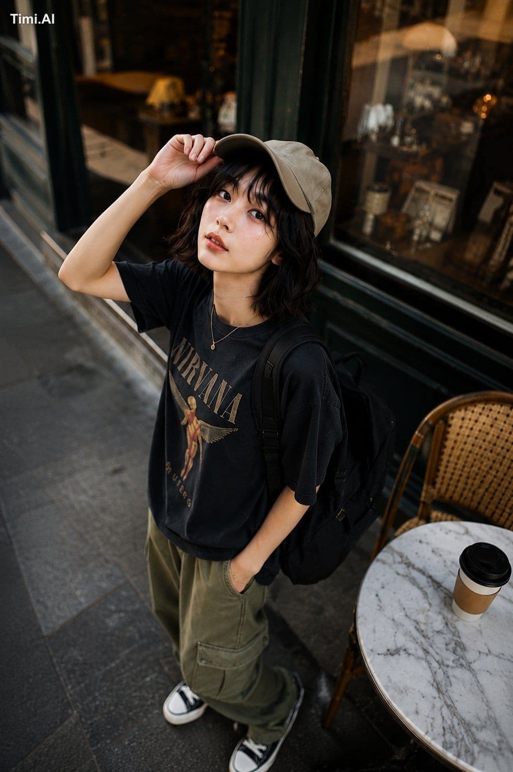 An ultra-realistic cinematic street portrait of a stylish yo