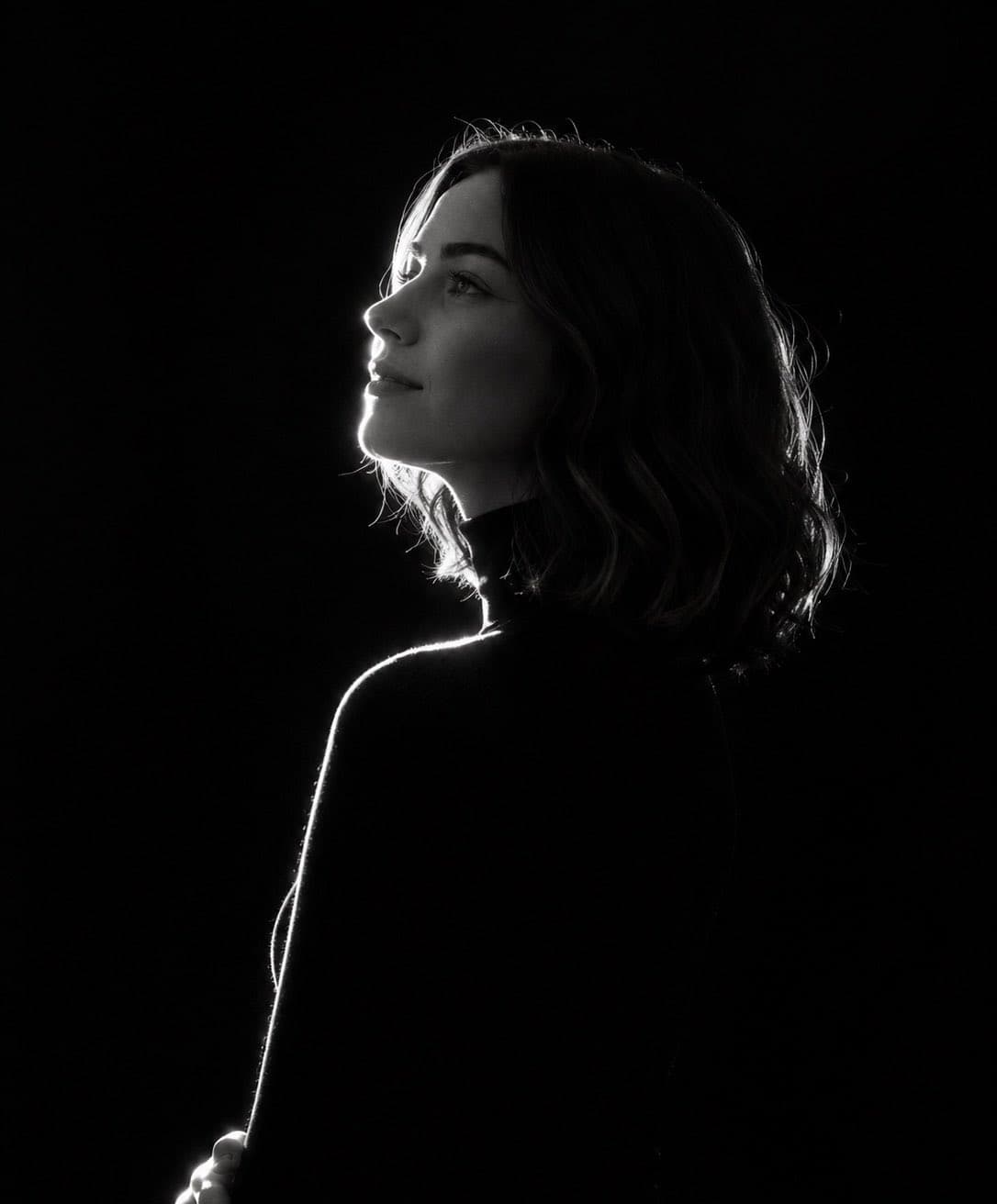 “A stark, high-contrast, black-and-white (monochromatic) si