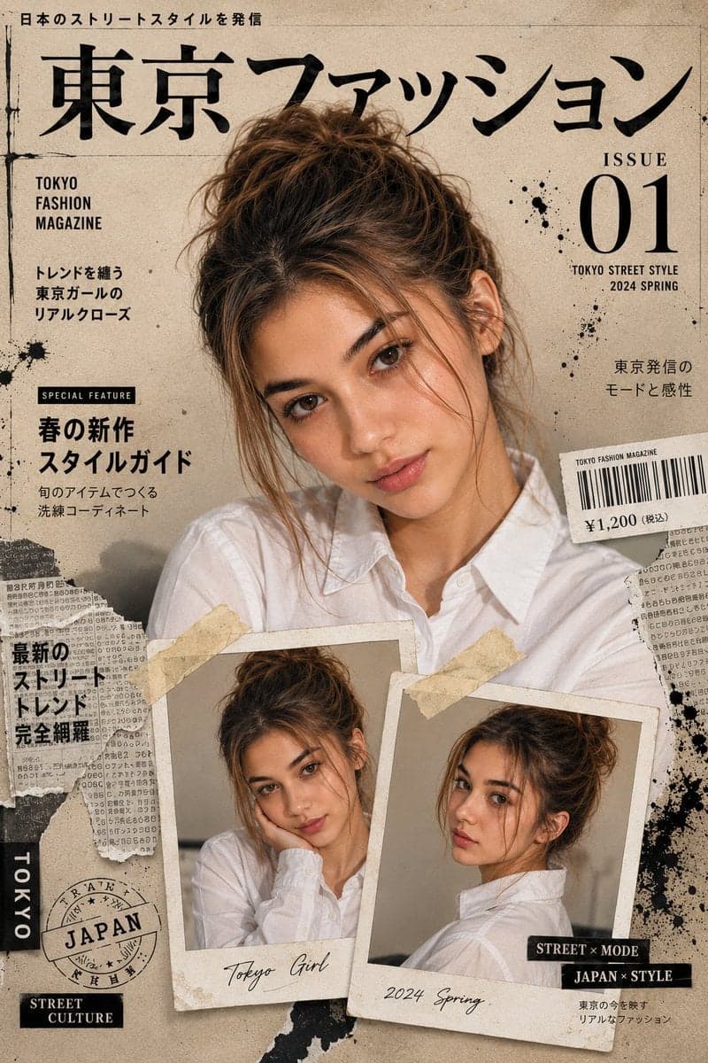 Create 8K Ultra-cinematic premium Japanese fashion cover usi