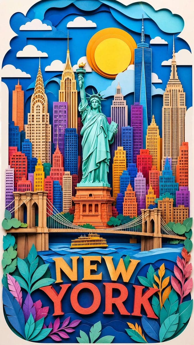 Ultra-detailed layered papercut art illustration of [Country