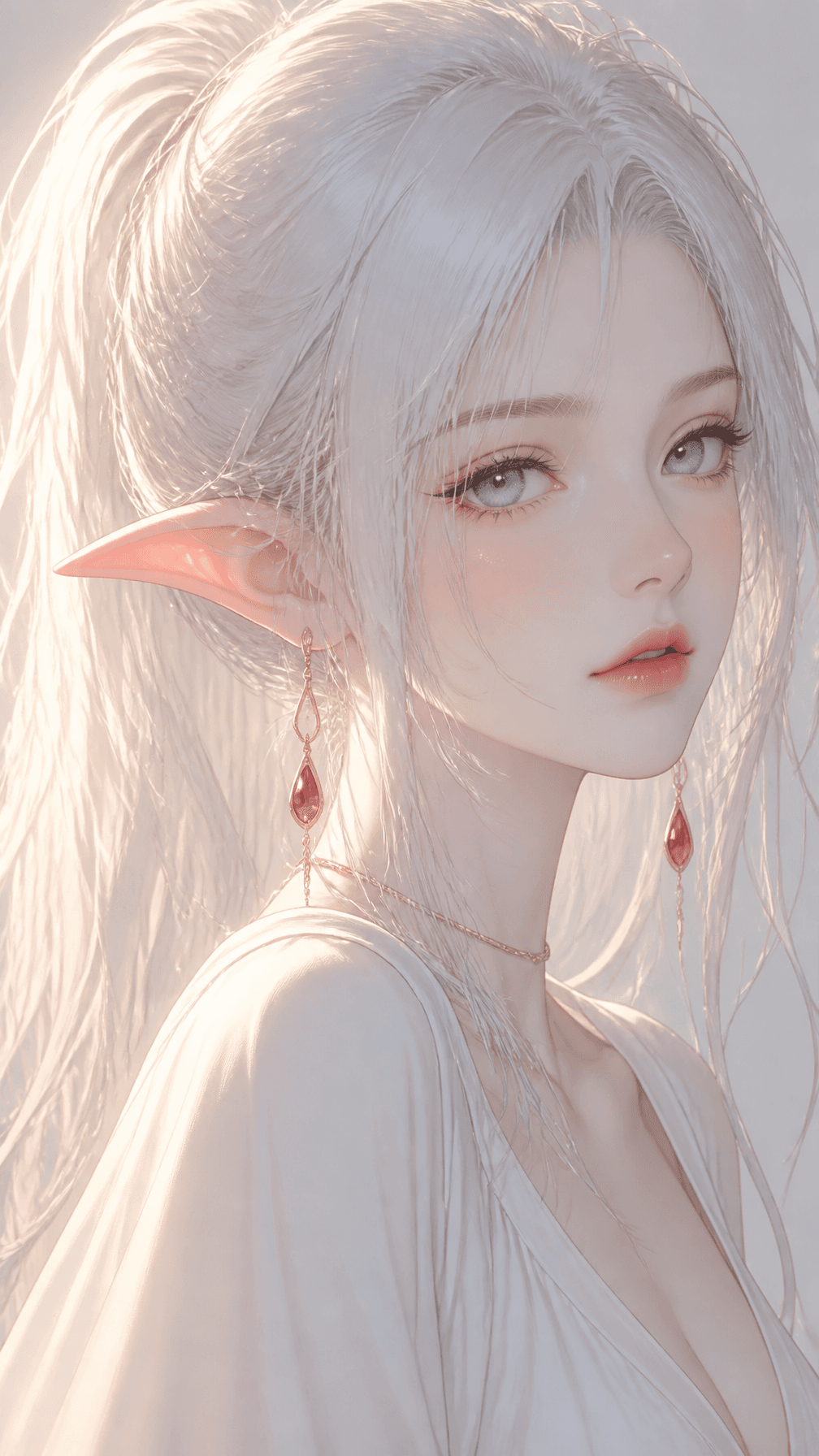 vertical 9:16 bust close-up, delicate korean semi-realistic 
