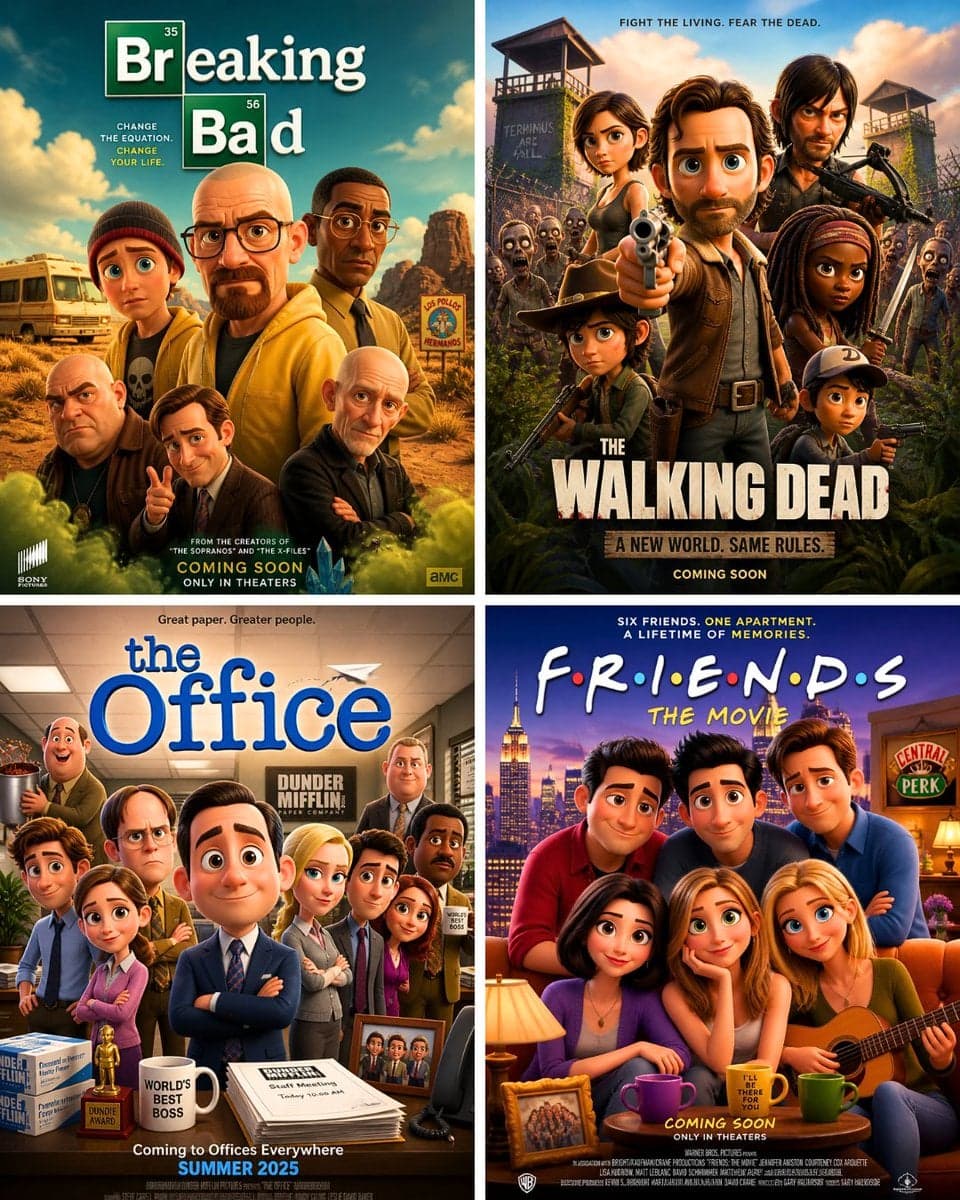 "Pixar-style movie poster reimagining of the TV show [TV Sho