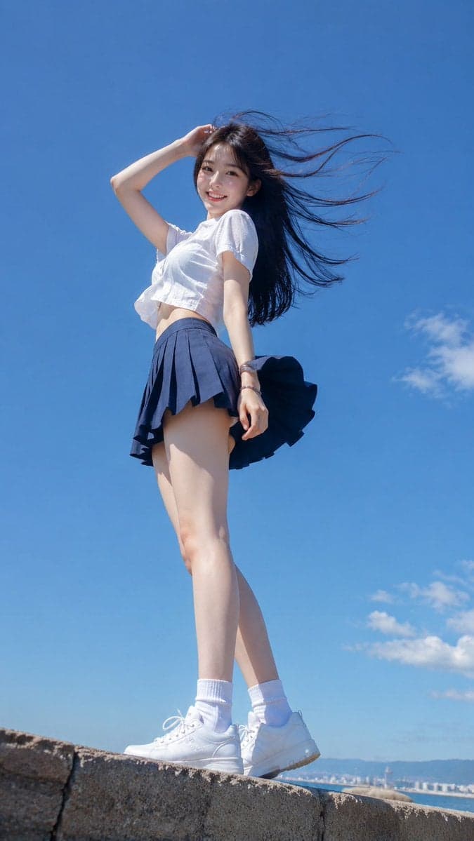 Vertical 9:16 realistic outdoor portrait photo, young adult