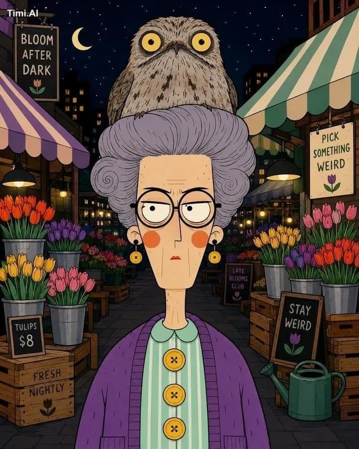 Vertical quirky flat cartoon portrait of [Human] with a tall